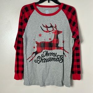 Joyond holiday red checkered tee long sleeves women’s size small